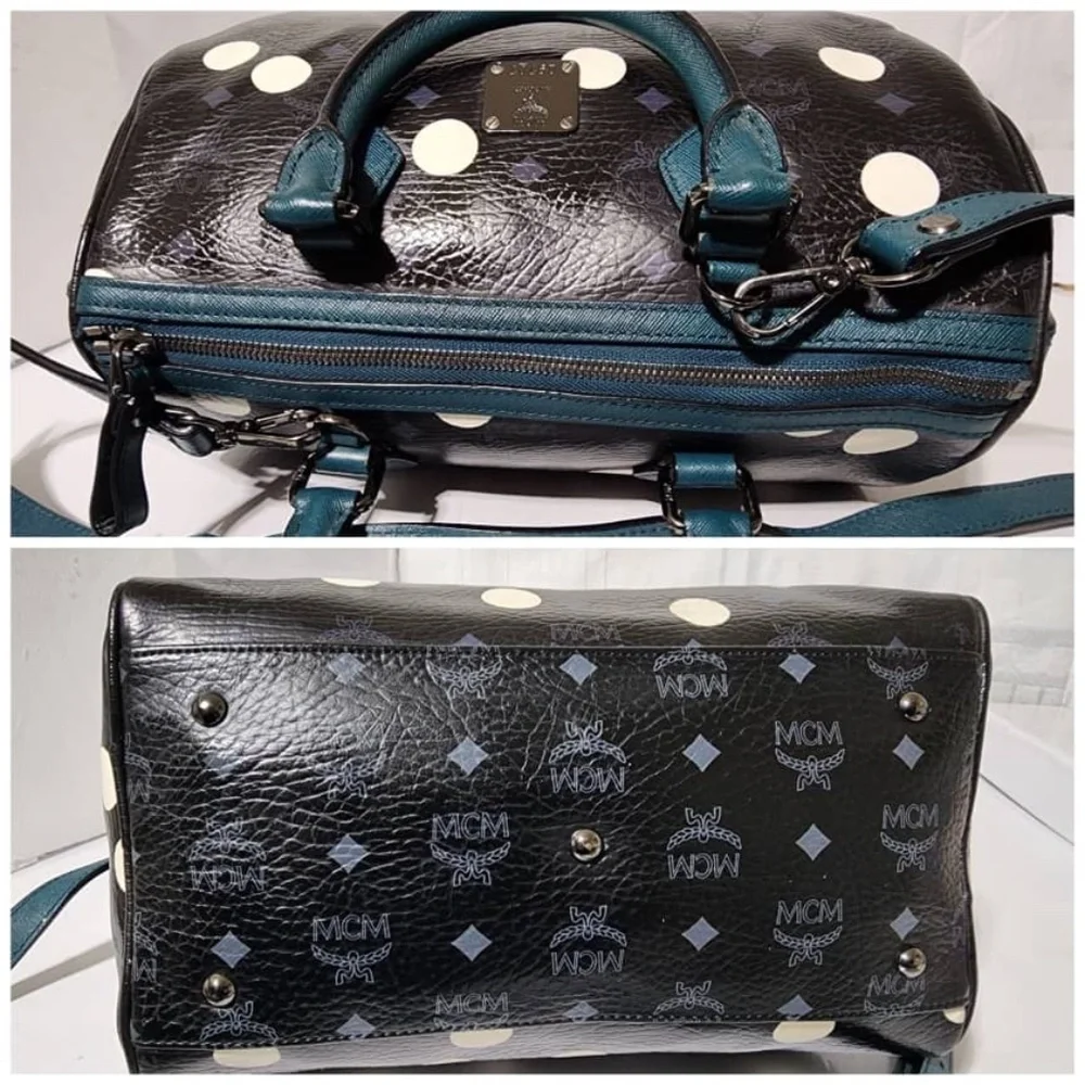 Authentic MCM Craig & Karl Snowdome Boston Bag Black/Green